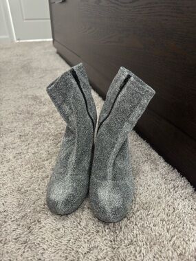 MIA Silver Glitter Ankle Boots